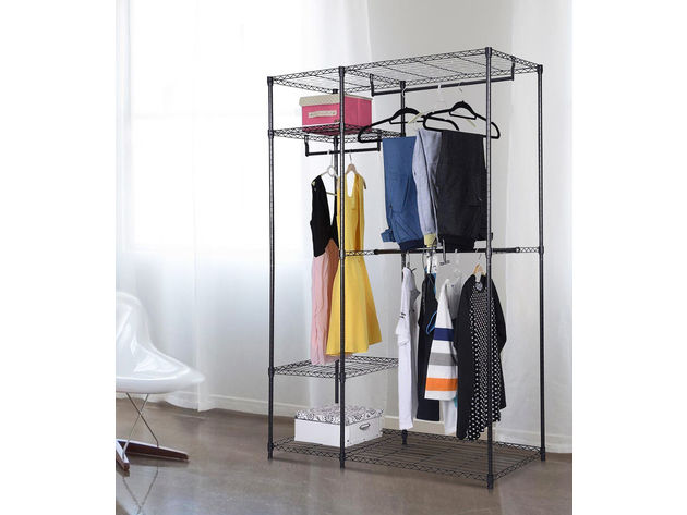 Costway 48''x18''x71'' Closet Organizer Garment Rack Portable Clothes Hanger Home Shelf
