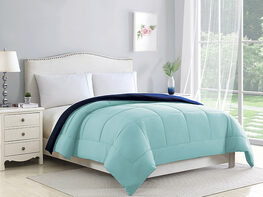 Bibb Home Reversible 2-Tone Down Alternative Comforter (Navy/Aqua/Queen)